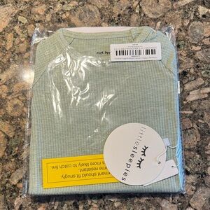 Little Sleepies Heather Sage Ribbed Zippered Baby Sleeper